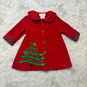 Bonnie Baby Fleece Christmas Tree Pea Coat